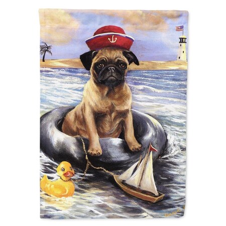 Carolines Treasures 28 x 0.01 x 40 in. Pug Ahoy Sailor Canvas House Flag PPP3153CHF